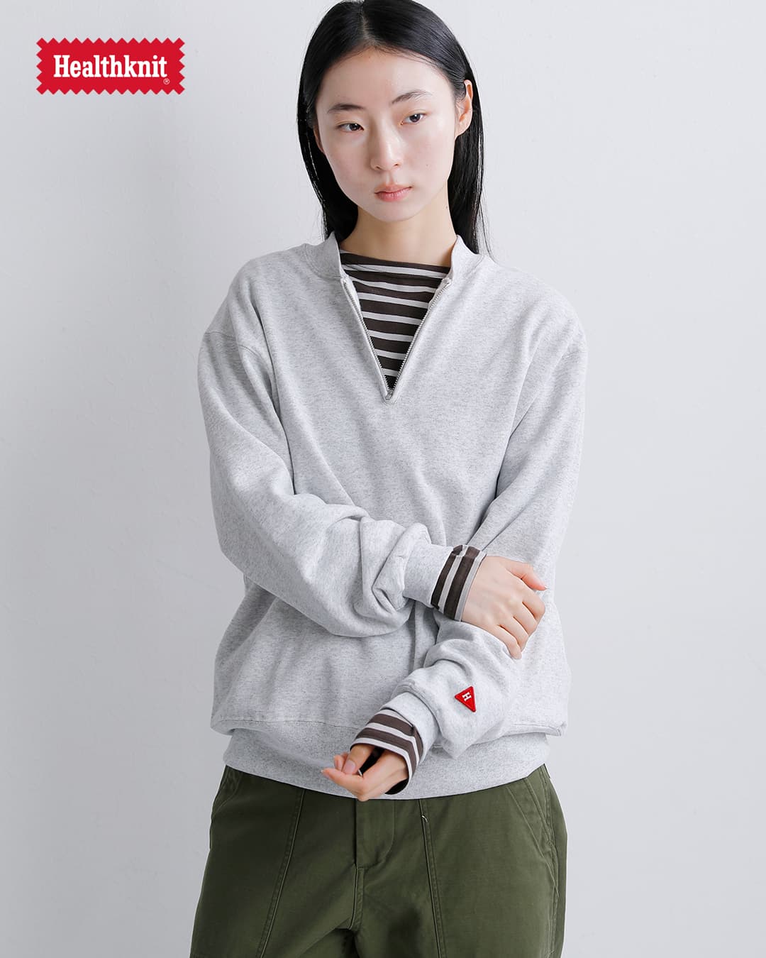Healthknit ヘルスニット クラシック スウェット ハーフジップ クルー