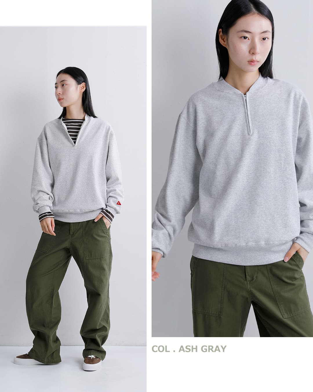 Healthknit ヘルスニット クラシック スウェット ハーフジップ クルー