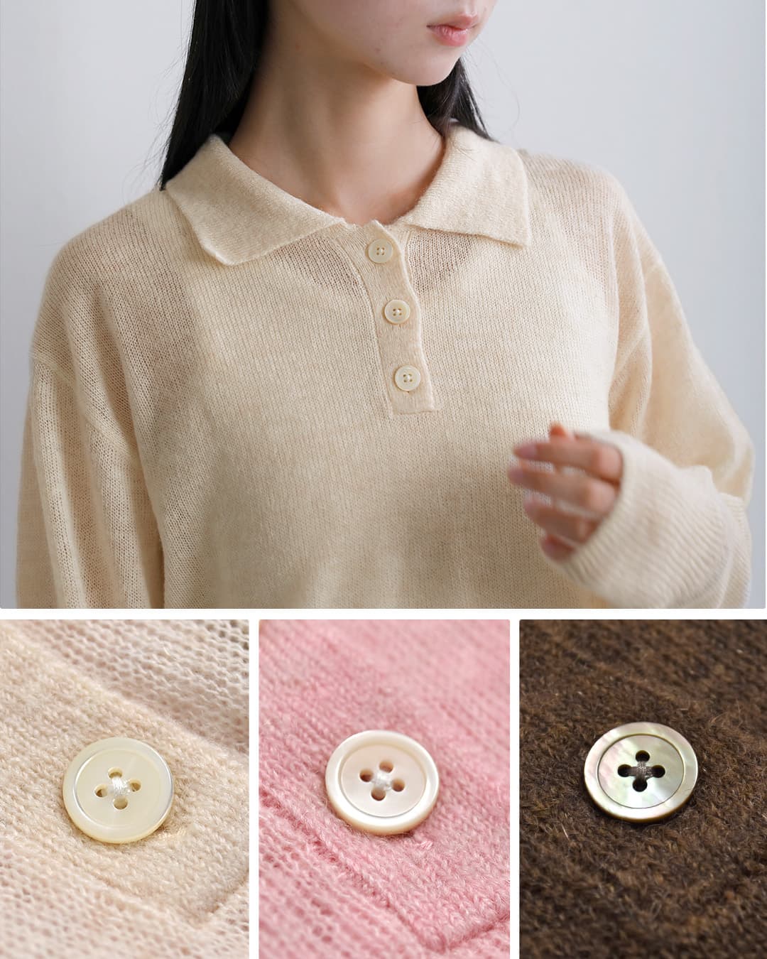 Healthknit ヘルスニット モヘアブレンド 長袖 ニットポロ hr26f-l460