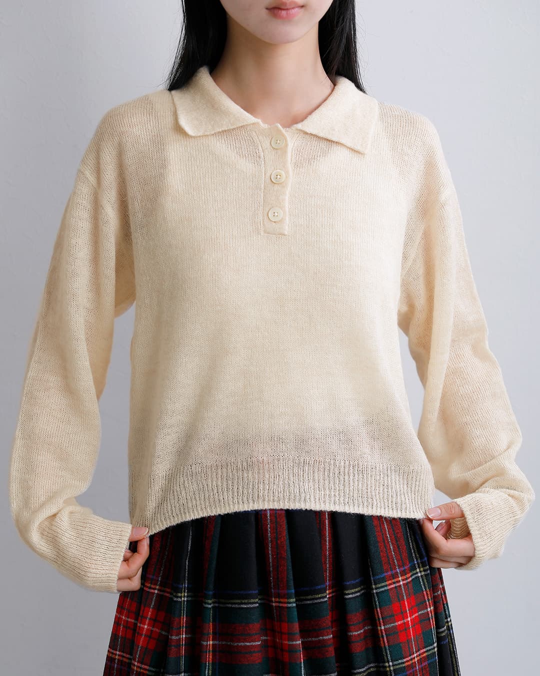 Healthknit ヘルスニット モヘアブレンド 長袖 ニットポロ hr26f-l460