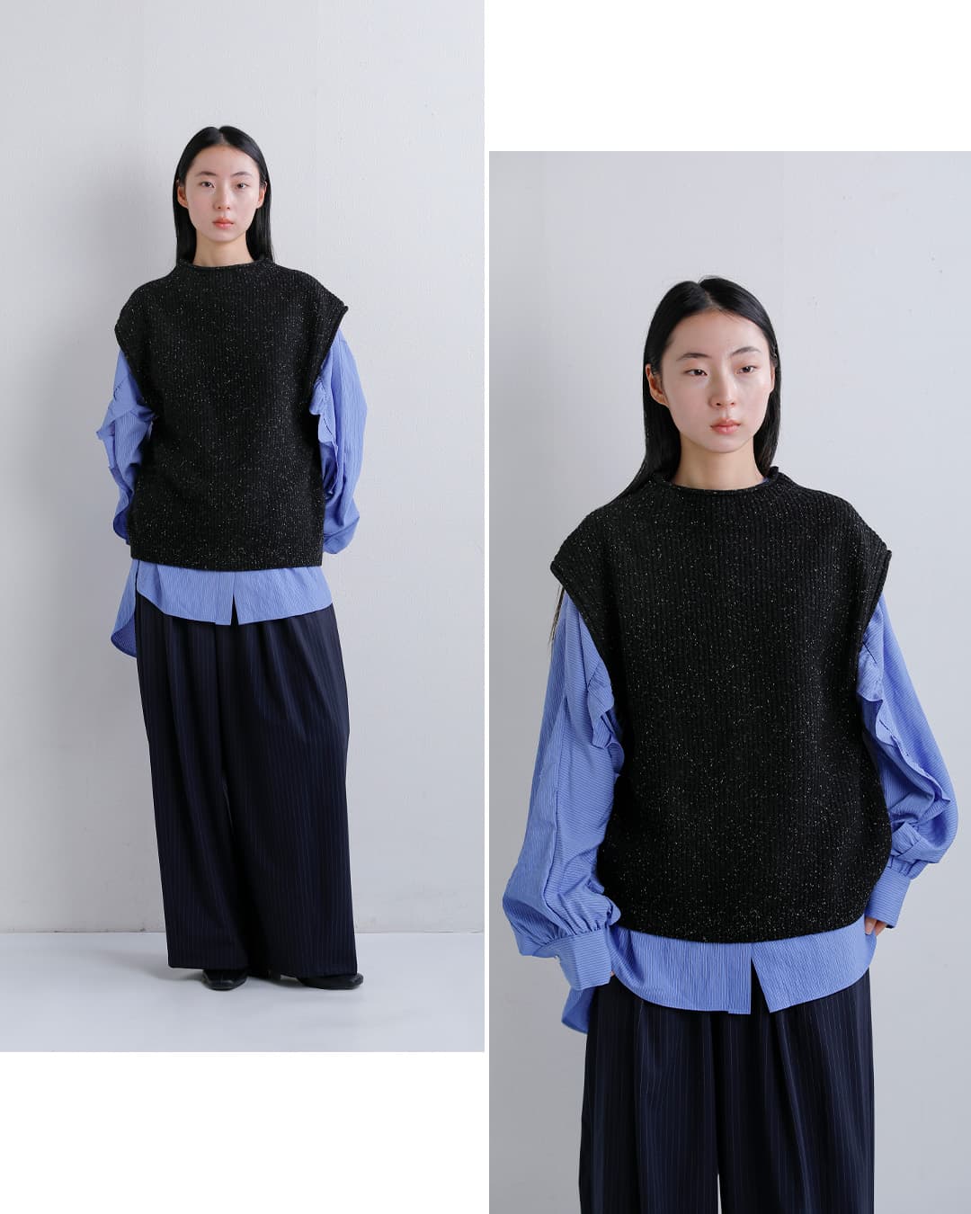 unfil アンフィル ウール シルクネップ ツイードニット ベスト woolen