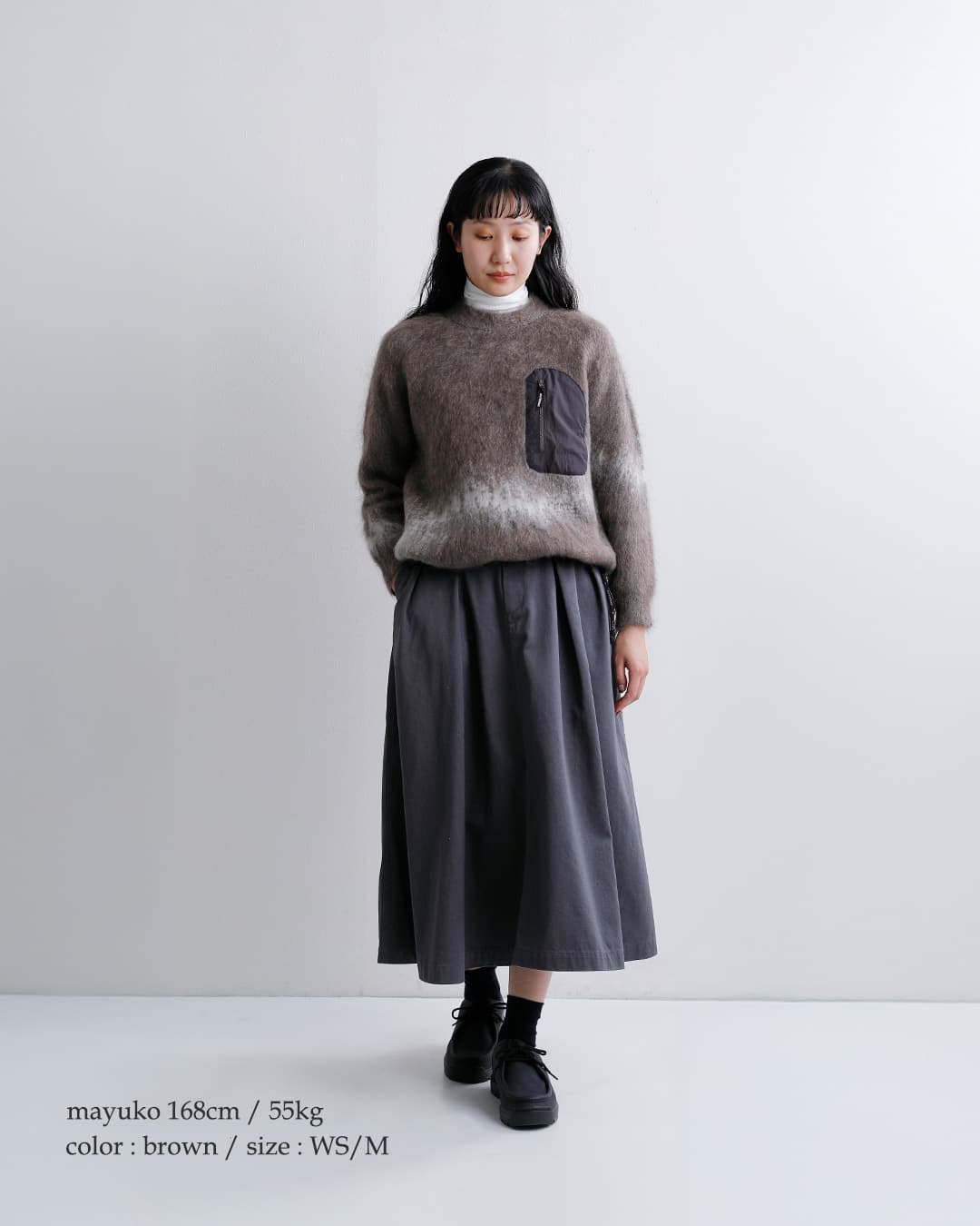 and wander アンドワンダー モヘアウール ジャガード シャギーニット